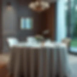 Elegant table setting featuring a round white tablecloth