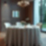 Elegant Table Setting Elegant table setting featuring a round white tablecloth