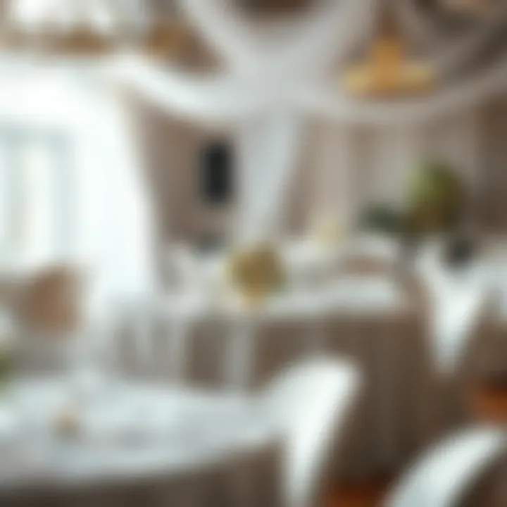 Stylish Event Setup Stylish event featuring a round white tablecloth in use