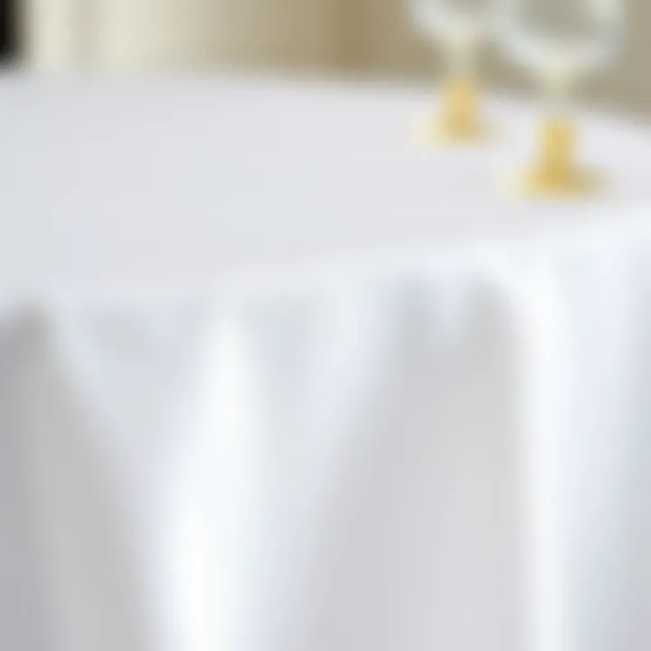 Fabric Texture Detail Close-up of the fabric texture of a round white tablecloth