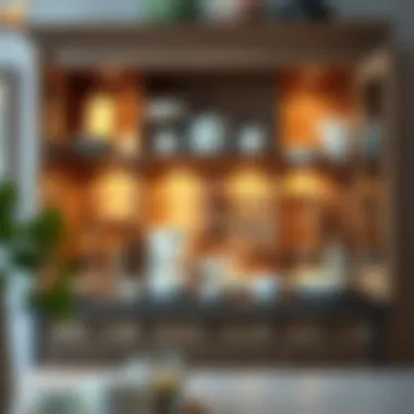 Functional Kitchen Hutch Organization Functional kitchen hutch displaying organized dishware and culinary tools