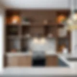 Stylish modern kitchen hutch showcasing open shelving and intricate details