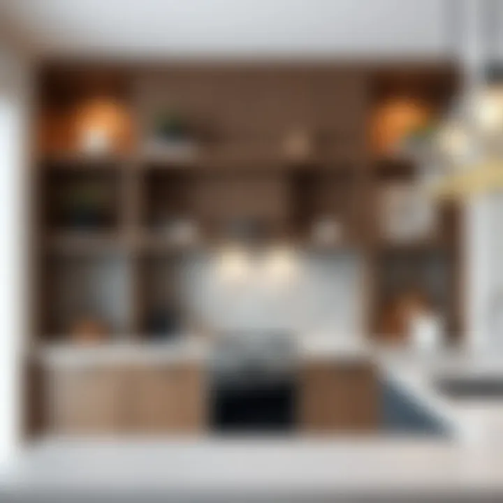 Modern Kitchen Hutch Design Stylish modern kitchen hutch showcasing open shelving and intricate details