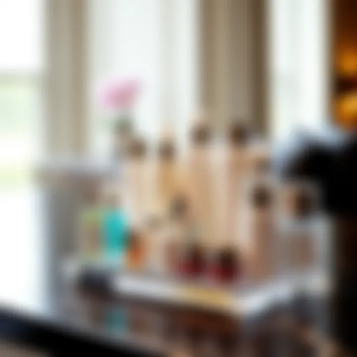 Showcasing Skincare Elegance Elegant acrylic organizer displaying various skincare products