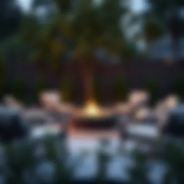 Modern Lounge Chairs Around Fire Pit Modern lounge chairs arranged around a fire pit