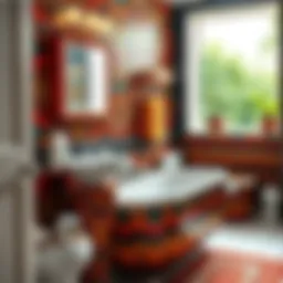 Vibrant African print bathroom set enhancing interior decor