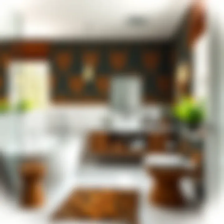 Modern bathroom incorporating African print elements