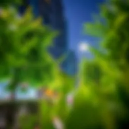 Lush artificial tree enhancing urban landscape