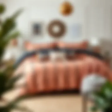 Harmonious Interior Arrangement Room showcasing black and peach comforter with complementary decor