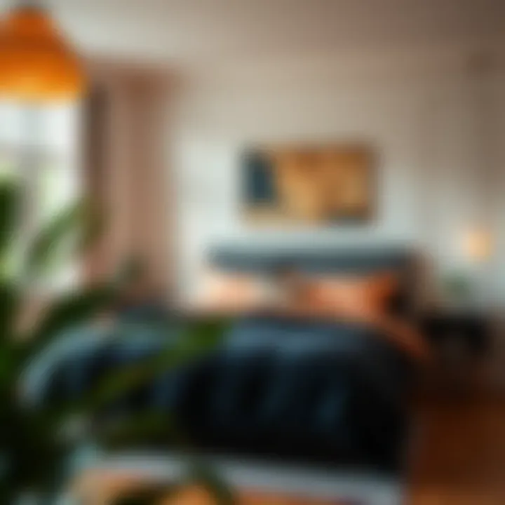 Lighting Effects on Color Perception Well-lit bedroom featuring black and peach comforter set