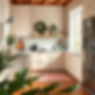 Blush kitchen mat paired with complementary decor