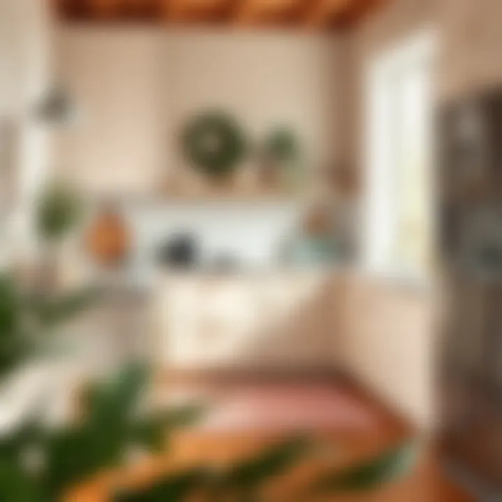 Blush kitchen mat paired with complementary decor