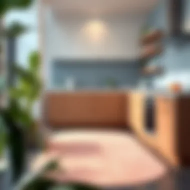 Elegant blush kitchen mat enhancing a modern kitchen