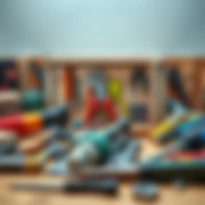 Tools and equipment laid out for cabinet building