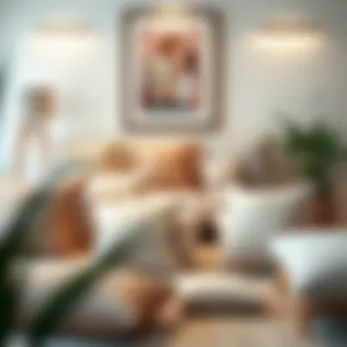 Creative display of square pillows in a minimalist room