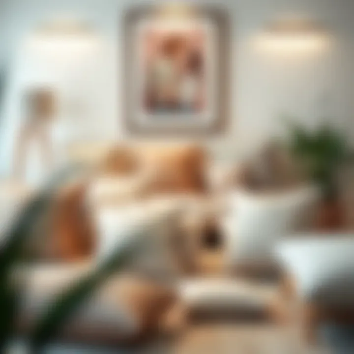 Creative display of square pillows in a minimalist room