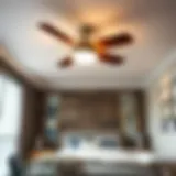 Elegant ceiling fan with integrated light in a small bedroom