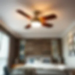 Elegant ceiling fan with integrated light in a small bedroom