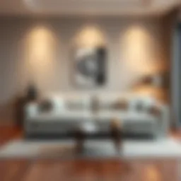 Elegant compact sleeper sofa in a modern living room