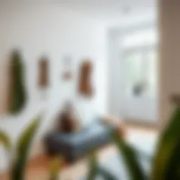 Stylish coat hooks integrated with a sleek bench in an entryway