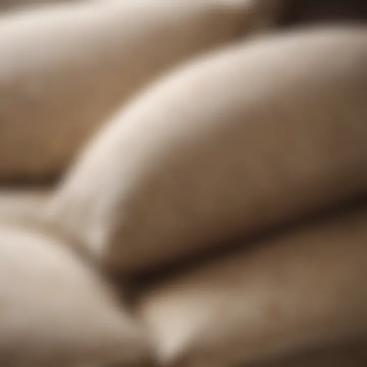 Close-up of a cushion with a stubborn stain before cleaning