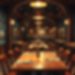 Elegant wooden table and chair set in a cozy restaurant setting