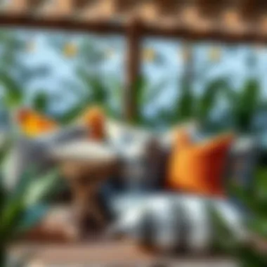 Artfully Arranged Outdoor Pillows Different styles of outdoor pillows arranged artfully