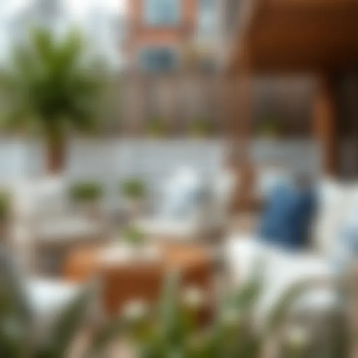 Trendy Outdoor Seating Area Trendy outdoor seating area with cushions and pillows