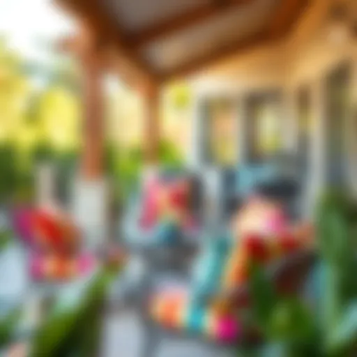 Vibrant Outdoor Chair Cushions on a Patio Vibrant outdoor chair cushions enhancing a patio