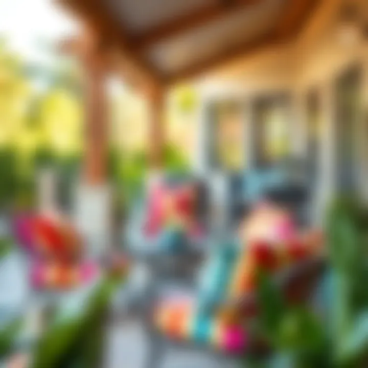 Vibrant Outdoor Chair Cushions on a Patio Vibrant outdoor chair cushions enhancing a patio