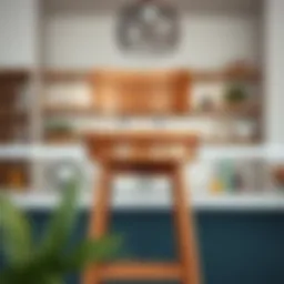Elegant wooden counter height stool with back support