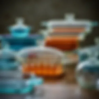 Diverse shapes of glass baking dishes arranged artistically