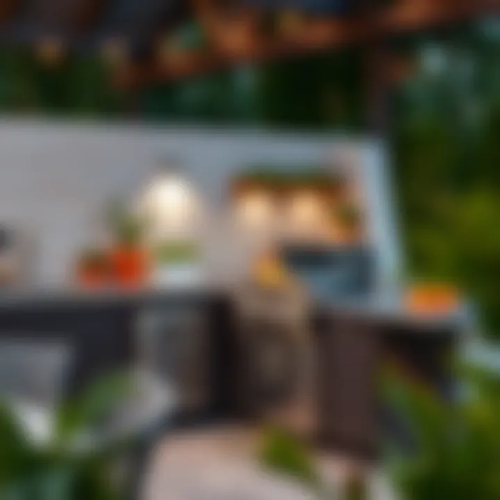 Modern Outdoor Kitchen with Countertop Gas Grill Stylish countertop gas grill in a modern outdoor kitchen setting