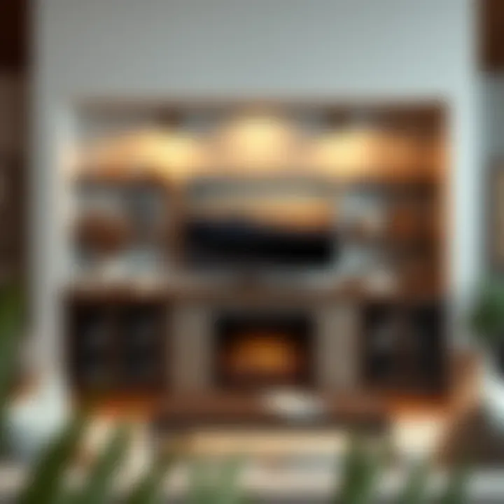 Stylish Layout of Farmhouse Entertainment Center Stylish layout of a farmhouse entertainment center with decor