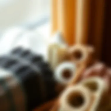 Materials for Curtain Spacers Close-up of various materials used for crafting curtain spacers