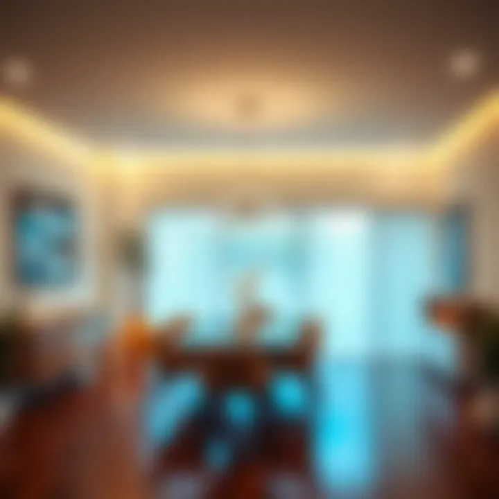 Optimal Lighting and Color Scheme Modern dining room showcasing optimal lighting and color scheme