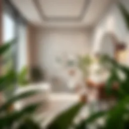Luxurious bathroom featuring elegant artificial plants