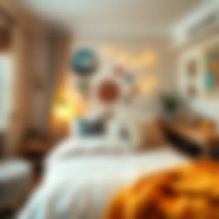 Comfortable and Personalized Space Cozy bedding and decorative elements in a dorm room