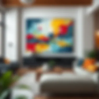 Vibrant abstract wall art enhancing a modern living room