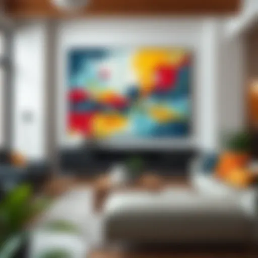 Vibrant abstract wall art enhancing a modern living room