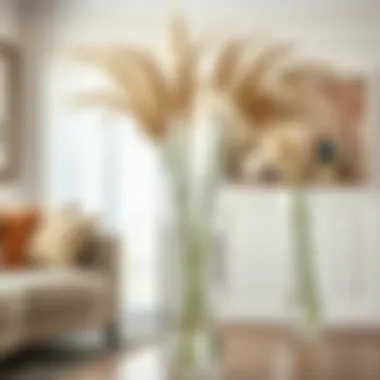 Close-up of design features of clear vases