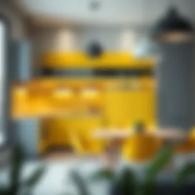 Contemporary Kitchen Design with Color Harmony Contemporary kitchen featuring yellow and grey color scheme