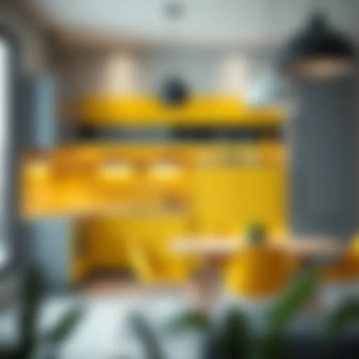 Contemporary Kitchen Design with Color Harmony Contemporary kitchen featuring yellow and grey color scheme