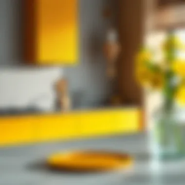Textured Materials Enhancing Kitchen Aesthetics Textured materials in yellow and grey for kitchen aesthetics