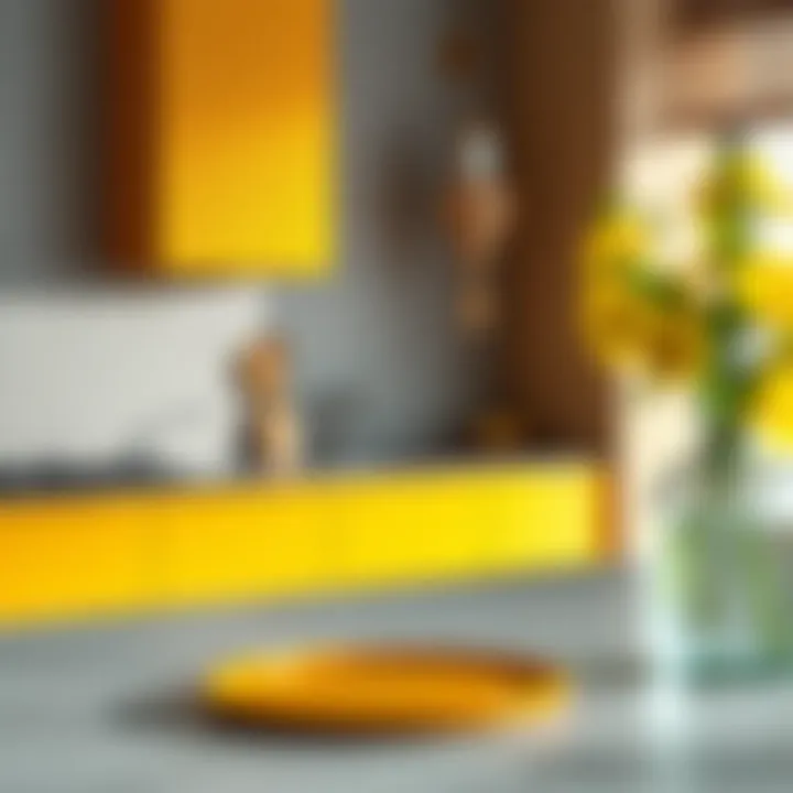 Textured Materials Enhancing Kitchen Aesthetics Textured materials in yellow and grey for kitchen aesthetics