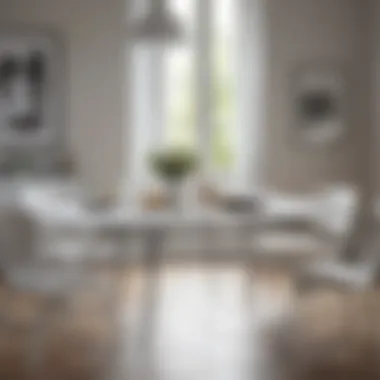 Diverse interior showcasing white and metal dining table