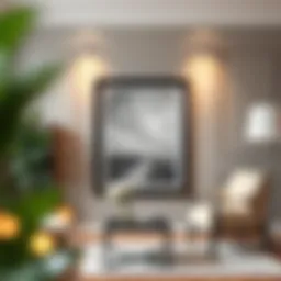 Elegant thin black frame enhancing artwork