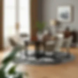 Elegant round dining set for six featuring a sleek design