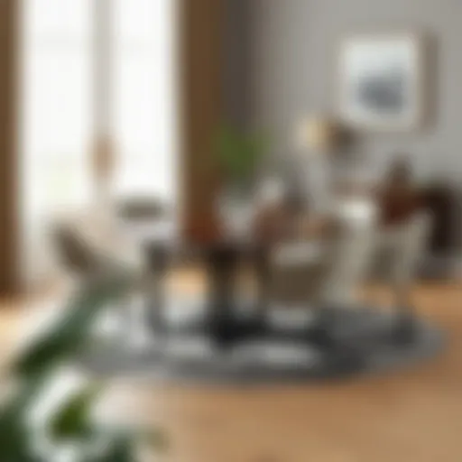 Elegant Round Dining Set for Six Elegant round dining set for six featuring a sleek design