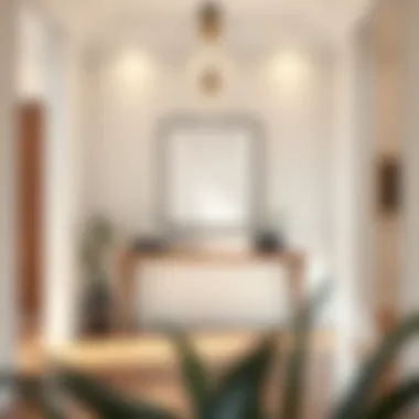 A contemporary entryway featuring a minimalist console table